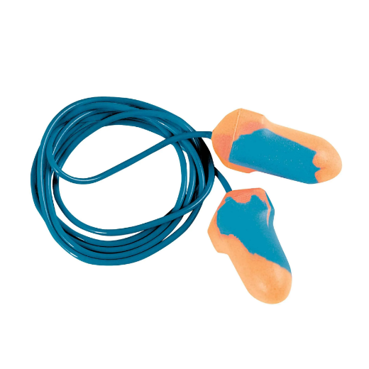 Picture of Force360 T-Shaped FoodSafe Metal Detectable Corded Disposable Earplug Class 5, 27dB (100pr Per Box) Blue Orange Size One